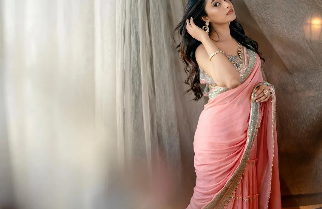 Priyanka mohan in sari poses for photo