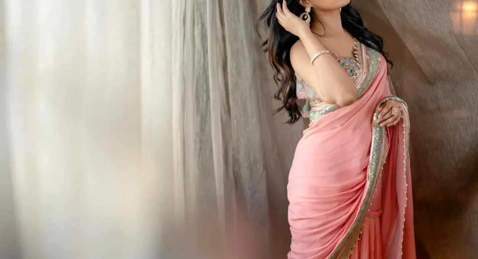 Priyanka mohan in sari poses for photo